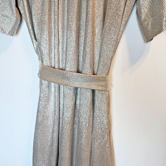 Sabina Musayev Anthro Gold Tiny Tile Raised Texture Blouson Dress & Waist Tie, M - Picture 10 of 12